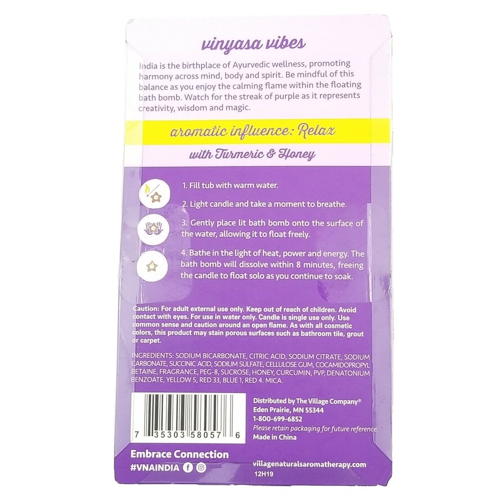 2x Village Naturals Aromatherapy Bath Bomb with Floating Candle 3.5 oz Each - Picture 3 of 7